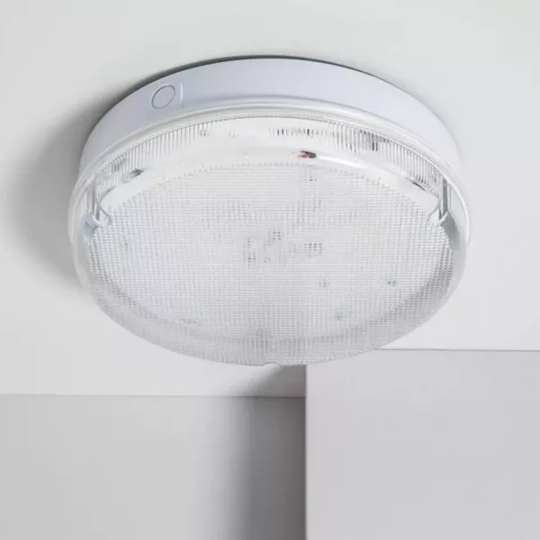 Plafon Led 24w Circular Para Exterior O285 Mm Ip65 Con Luz De Emergencia No Permanente Hublot Transparente Jpg